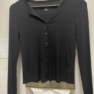 American Eagle Outfitters Black Button-Down Shirt